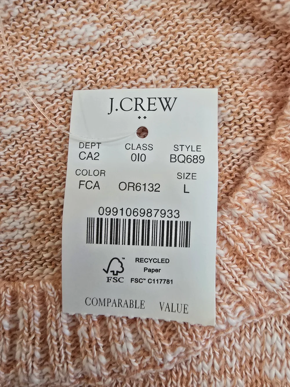 J. Crew Pink Marled Crewneck Sweater Women Size L